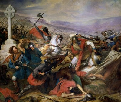 Die Schlacht von Poitiers, 25. Oktober 732, gewonnen von Karl Martell, 1837 von Carl von Steuben